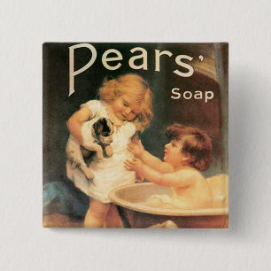 Welpe, die badet button