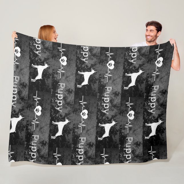 Welpe Dobbie Dog Herzschlag Fleecedecke (Beispiel)