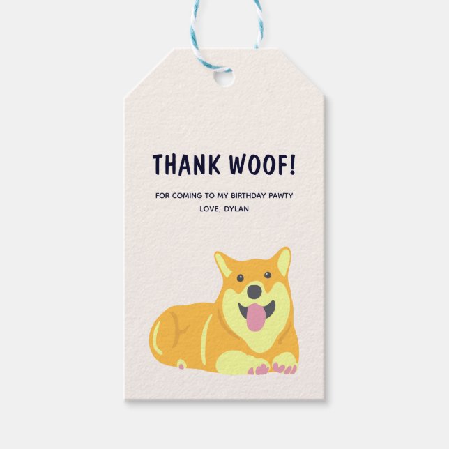 Welpe Dog Birthday Pawty Danke, dass Sie ein Gesch Geschenkanhänger (Vorderseite)
