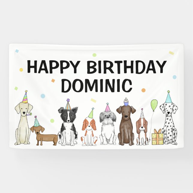 Welpe Dog Boy Birthday Party Banner (Horizontal)