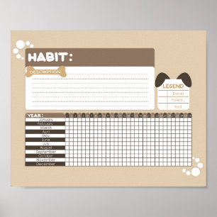 Welpe Dog Design Habit Tracker Poster