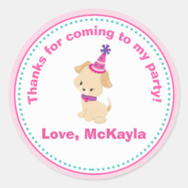 Welpe Dog Girl Birthday Party Gefallen Tag Sticker