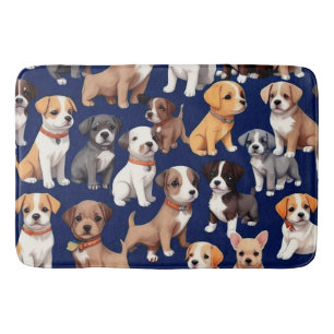 Welpe Dog Navy Blue Design Badematte
