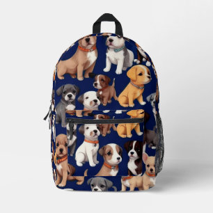 Welpe Dog Navy Blue Design Bedruckter Rucksack