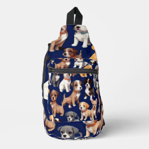 Welpe Dog Navy Blue Design Crossbody Bag