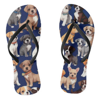 Welpe Dog Navy Blue Design Flip Flops