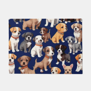 Welpe Dog Navy Blue Design Fußmatte