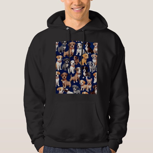 Welpe Dog Navy Blue Design Hoodie (Vorderseite)