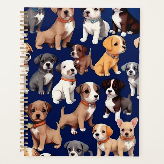 Welpe Dog Navy Blue Design Planer (Vorderseite)