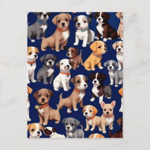 Welpe Dog Navy Blue Design Postkarte