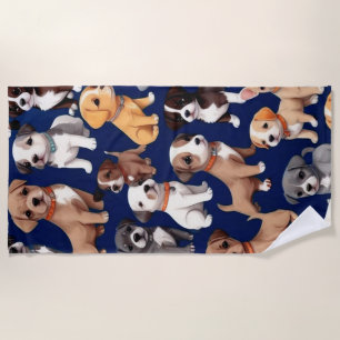 Welpe Dog Navy Blue Design Strandtuch