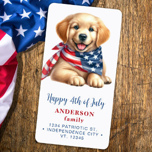 Welpe Dog Patriotic Red White Blue Rücksendeadress Adressaufkleber