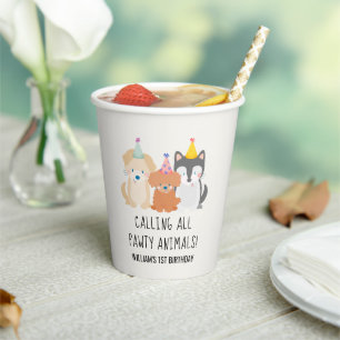 Welpe Dog Pawty Animals Kindergeburtstag Pappbecher