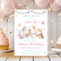 Welpe Dog Pink Gold Girl Geburtstagseinladung