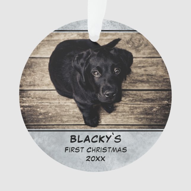 Welpe Erster Weihnachtshund Haustier Foto Keepake Ornament (Vorderseite)