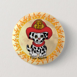 Welpe Feuerwehrmann Knopf Button
