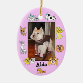 Welpe Foto Oval Ornament 18 Hund Cartoon Farbe hin