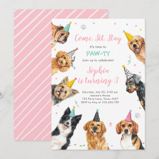 Welpe Geburtstag Einladung Hund Party Pawty Girl