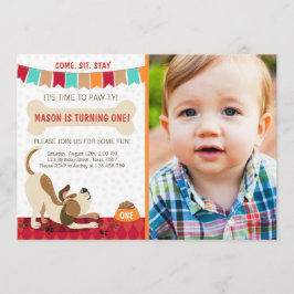 Welpe Geburtstag Einladung Paw-ty Puppy Party
