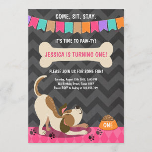 Welpe Geburtstag Einladung Paw-ty Puppy Party