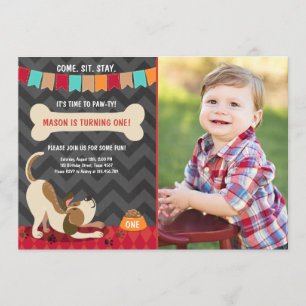 Welpe Geburtstag Einladung Paw-ty Puppy Party