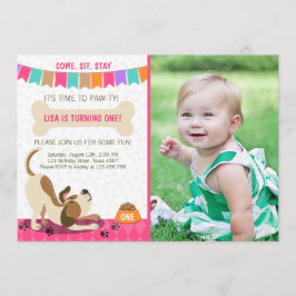 Welpe Geburtstag Einladung Paw-ty Puppy Party