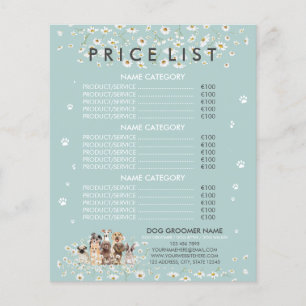 Welpe Grün Gänseblümchen Hundesalon Preisliste Flyer