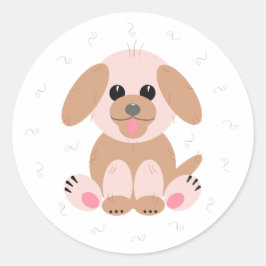 Welpe Hund Cartoon Pastel Personalisiert Runder Aufkleber
