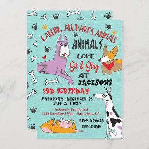 Welpe Hund Geburtstagsfeier Einladung