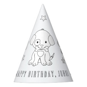 Welpe Hund Geburtstagsparty - Farbe Sie Ihren eige Partyhütchen