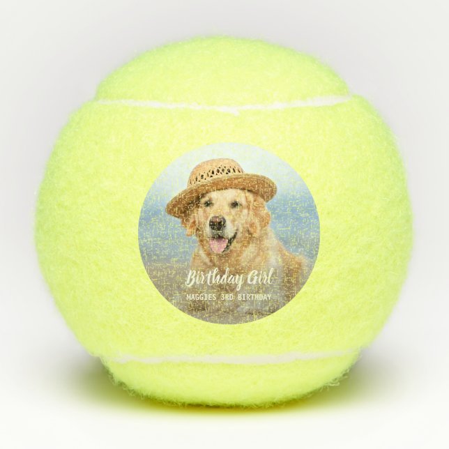 Welpe Hund Geburtstagsparty Personalisiertes Tier  Tennisbälle (Vorderseite)