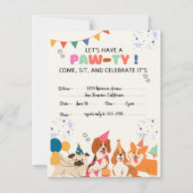 Welpe Hund Geburtstagsparty Welpenpau Einladungen