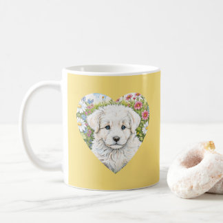 Welpe Hund Herz-Gelbe Tasse