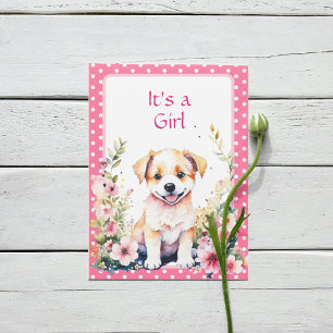 Welpe Hund in Blume Girl's Baby Shower Einladung