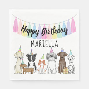 Welpe Hund Kleine Mädchen Geburtstagsparty Serviette
