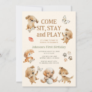Welpe Hund Party Pawty Geburtstagseinladung Einladung