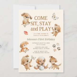 Welpe Hund Party Pawty Geburtstagseinladung Einladung