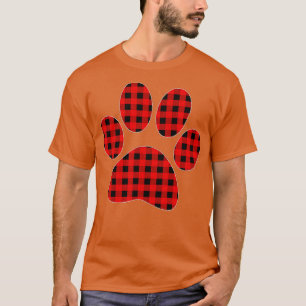 Welpe Hund Paw Print Red Kariert Matching Buffalo  T-Shirt