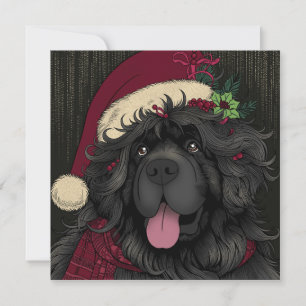 Welpe-Hund-Weihnachtsmannmütze Feiertagskarte