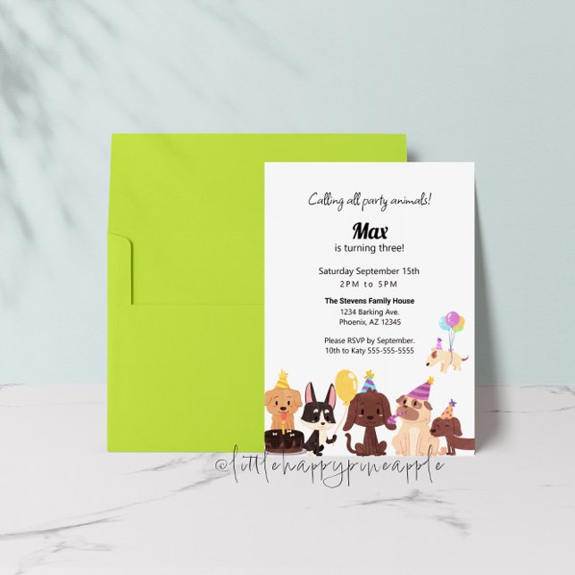 Welpe Hunde Party Tiere Geburtstag Einladung (Von Creator hochgeladen)