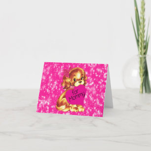 Welpe Hunde Valentine für Mommy Fuschia Stars Feiertagskarte