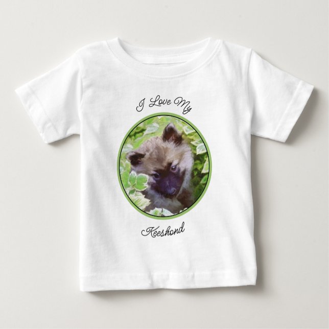 Welpe im Garten Malerei Original Kunst Baby T-shirt (Vorderseite)
