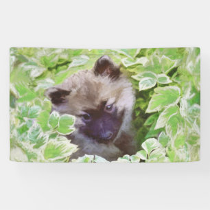 Welpe im Garten Malerei Original Kunst Banner