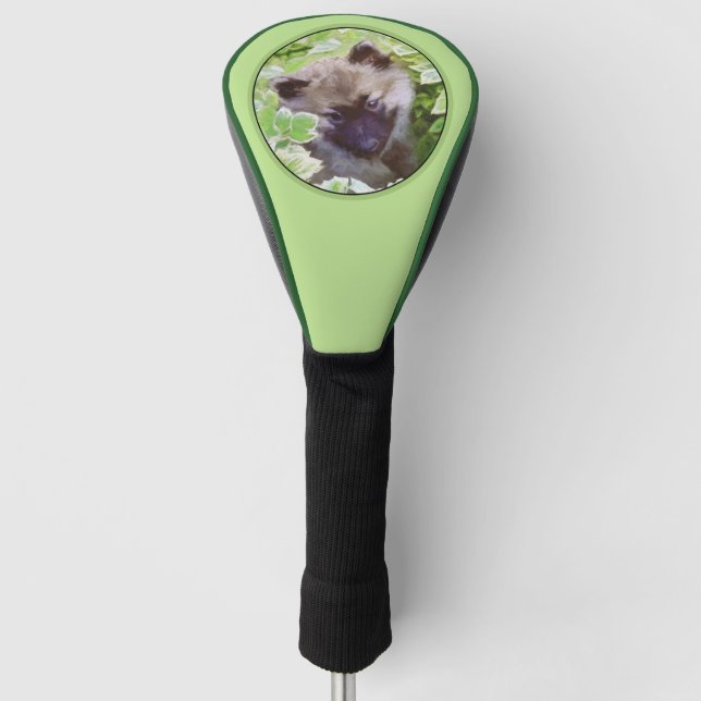 Welpe im Garten Malerei Original Kunst Golf Headcover (Vorderseite)