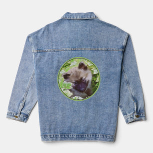 Welpe im Garten Malerei Original Kunst Jeansjacke