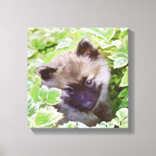 Welpe im Garten Malerei Original Kunst Leinwanddruck