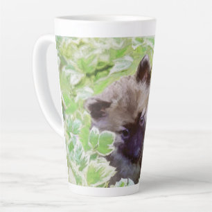 Welpe im Garten Malerei Original Kunst Milchtasse