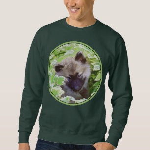 Welpe im Garten Malerei Original Kunst Sweatshirt