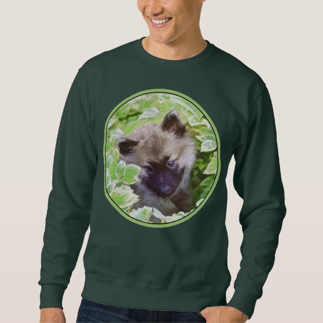 Welpe im Garten Malerei Original Kunst Sweatshirt (Vorderseite)