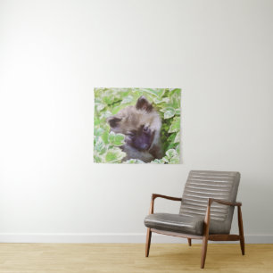 Welpe im Garten Malerei Original Kunst Wandteppich